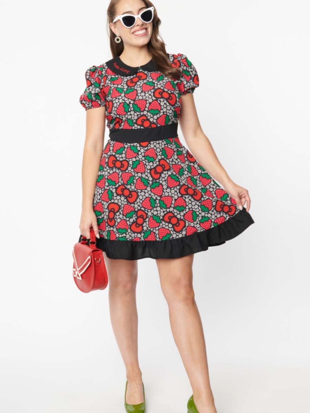 Hello Kitty Red Strawberry & Black Trim Mini Dress